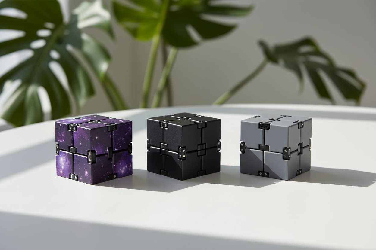 Infinity Cube - Black Gray Deep Purple with Plants
